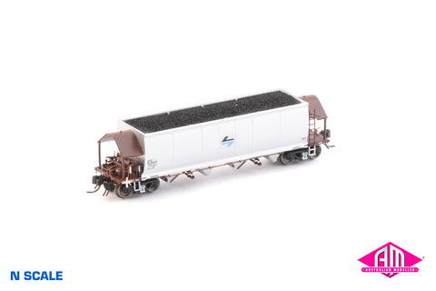 NHHF Coal Hopper - PTC, Red/Silver with Blue L7 - Single Wagon NNCH-46 (N Scale)