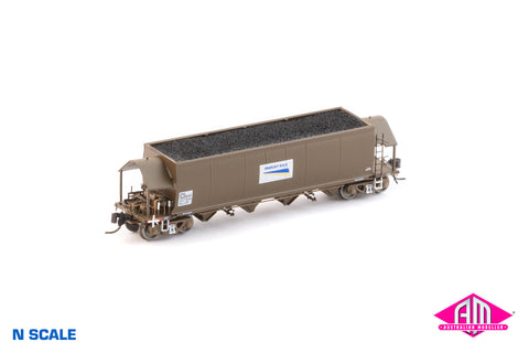 NHHF Coal Hopper - Freight Rail, Wagon Grime with White FR Logo - Single Wagon NNCH-51 (N Scale)
