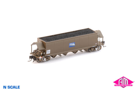 NHHF Coal Hopper - Freight Rail, Wagon Grime with Blue FR Logo - Single Wagon NNCH-54 (N Scale)