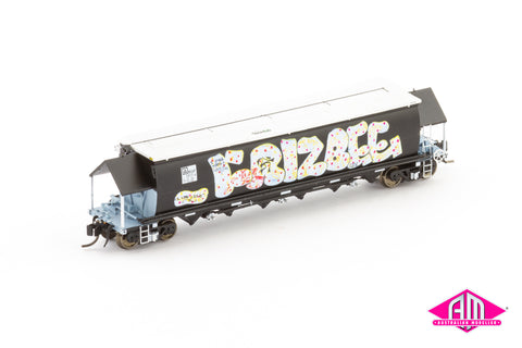 BGVF Grain Hopper, SSR Black With Graffiti - Single Wagon NNGH-13 (N Scale)