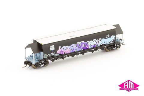 BGVF Grain Hopper, SSR Black With Graffiti - Single Wagon NNGH-15 (N Scale)