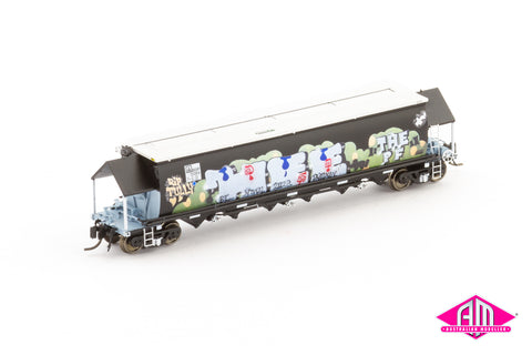 BGVF Grain Hopper, SSR Black With Graffiti - Single Wagon NNGH-20 (N Scale)