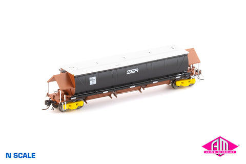 BGKF Grain Hopper - SSR, Black with Yellow XCS Bogies & SSR Logo BGKF-1241-T (NNGH-46) N Scale Single Wagon