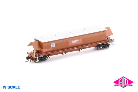 BGKF Grain Hopper - SSR, Faded SRA Red with Black XCS Bogies & SSR Logo BGKF-1185-L (NNGH-48) N Scale Single Wagon