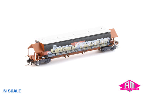 BGKF Grain Hopper - SSR, Faded SRA Red with DCA Bogies, SSR Logo & Graffiti BGKF-1130-S (NNGH-50) N Scale Single Wagon