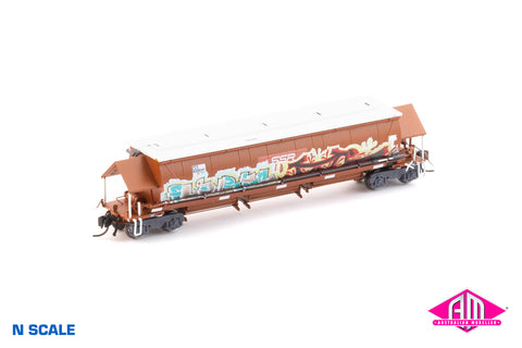 BGKF Grain Hopper - SSR, Faded SRA Red with DCA Bogies, SSR Logo & Graffiti BGKF-1173-X (NNGH-52) N Scale Single Wagon