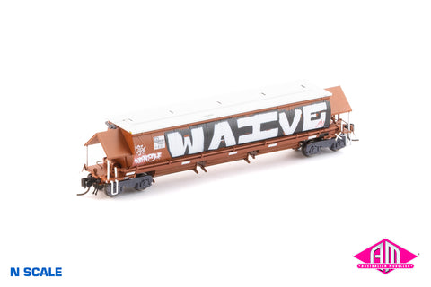 BGKF Grain Hopper - SSR, Faded SRA Red with DCA Bogies, SSR Logo & Graffiti BGKF-1182-H (NNGH-53) N Scale Single Wagon