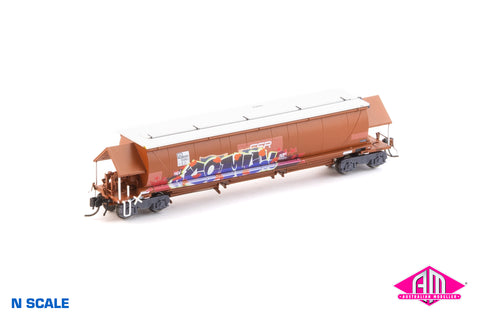 BGKF Grain Hopper - SSR, Faded SRA Red with DCA Bogies, SSR Logo & Graffiti BGKF-1226-C (NNGH-56) N Scale Single Wagon