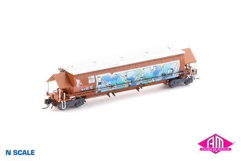 BGKF Grain Hopper - SSR, Faded SRA Red with DCA Bogies, SSR Logo & Graffiti BGKF-1227-L (NNGH-57) N Scale Single Wagon