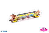 BGKF Grain Hopper - SSR, Black with XCS Bogies, SSR Logo & Graffiti BGKF-1233-G (NNGH-58) N Scale Single Wagon