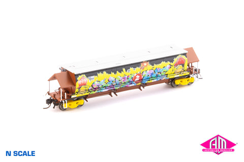 BGKF Grain Hopper - SSR, Black with XCS Bogies, SSR Logo & Graffiti BGKF-1233-G (NNGH-58) N Scale Single Wagon