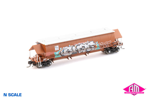 BGKF Grain Hopper - SSR, Faded SRA Red with XCS Bogies, SSR Logo & Graffiti BGKF-1171-N (NNGH-61) N Scale Single Wagon