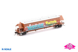BGKF Grain Hopper - SSR, Faded SRA Red with XCS Bogies, SSR Logo & Graffiti BGKF-1186-U (NNGH-62) N Scale Single Wagon