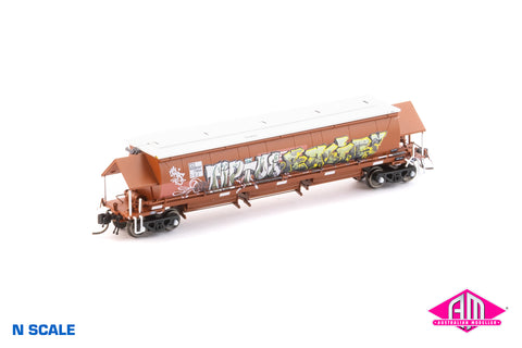 BGKF Grain Hopper - SSR, Faded SRA Red with XCS Bogies, SSR Logo & Graffiti BGKF-1194-K (NNGH-64) N Scale Single Wagon