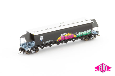 BGVF Grain Hopper, SSR Black With Graffiti - Single Wagon NNGH-6 (N Scale)