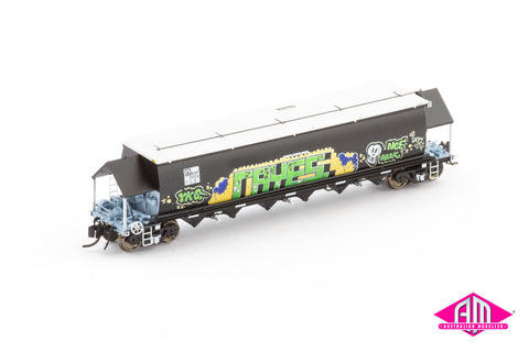 BGVF Grain Hopper, SSR Black With Graffiti - Single Wagon NNGH-7 (N Scale)
