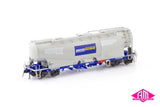 NPHH Cement Hopper, Pacific National Wagon Grime/Blue with PN Logos on 1 Wagon & Patch Job on 3 Wagons & with Ground Operated Lids, 4 car pack NPH-7 (HO Scale)