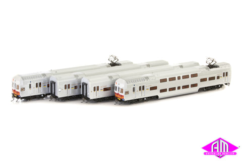V Set SRA Candy, Red/Orange/White Nose with Blue/Yellow Side L7 - 4 Car Set (NPS-42) HO Scale