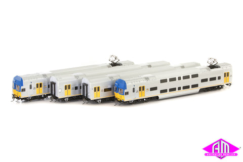V Set CityRail Intercity, Blue/Yellow Nose with Blue/Yellow L7 & Yellow Doors - 4 Car Set (NPS-47) HO Scale