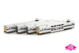 V Set CityRail CityDecker, Yellow/Grey Nose with Blue Side Stripe - 4 Car Set (NPS-66) HO Scale