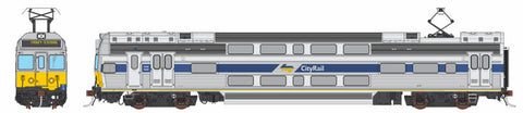 V Set CityRail CityDecker, Yellow/Grey Nose with Blue Side Stripe - 4 Car Set (NPS-66) HO Scale