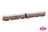 DEB Set Railcar, NSWGR Indian Red With White L7 - 4 Car Set (NRC-3) HO Scale