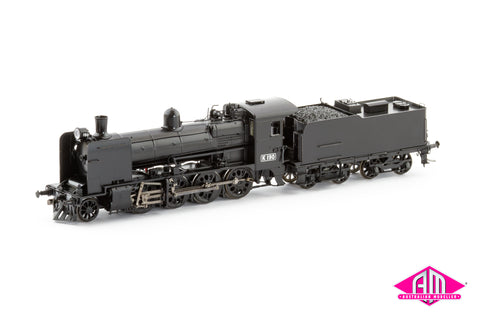 VR K Class Locomotive, K 190 Black, Plate Cowcatcher Bopox Wheels Welded Tender (HO Scale)