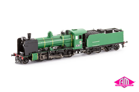VR K Class Locomotive, K 163 Preserved 2000s, Plate Cowcatcher Spoked Wheels Rivited Tender (HO Scale)