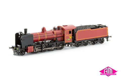 VR K Class Locomotive, K 190 Preserved 2017, Plate Cowcatcher Bopox Wheels Welded Tender (HO Scale)