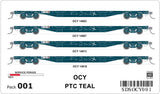 OCY Container Wagons 4 Car Pack, OCY SRA PTC Teal (HO Scale) OCY001