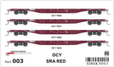 OCY Container Wagons 4 Car Pack, OCY SRA Red (HO Scale) OCY003