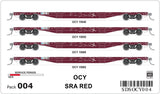 OCY Container Wagons 4 Car Pack, OCY SRA Red (HO Scale) OCY004