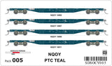 OCY Container Wagons 4 Car Pack, NQOY PTC Teal (HO Scale) OCY005