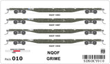 OCY Container Wagons 4 Car Pack, NQOF Grime (HO Scale) OCY010