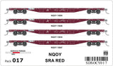 OCY Container Wagons 4 Car Pack, NQOY SRA Red (HO Scale) OCY017