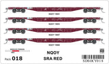 OCY Container Wagons 4 Car Pack, NQOY SRA Red (HO Scale) OCY018