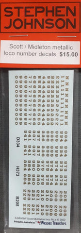 SJ-SMMLND - Scott/Midleton Metallic Loco Number Decals (HO Scale)