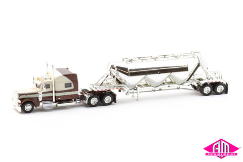 SPEC012 - Peterbilt 389 Sleeper-Cab Truck with Pneumatic Bulk Trailer - Brown (HO Scale)