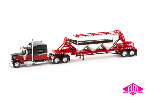 SPEC015 - Peterbilt 389 SC with Pneumatic Tank OP - Red, Black, Chrome (HO Scale)