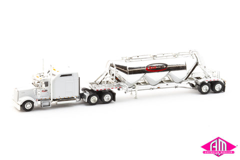 SPEC032 - Kenworth W900L Sleeper-Cab Truck with Pneumatic Bulk Trailer - Red Zone (HO Scale)