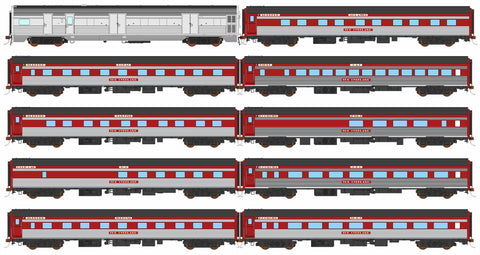 The Overland, AN/GSR, Regal Red (1995-1999) - 10 Car Set SPS-8 (HO Scale)