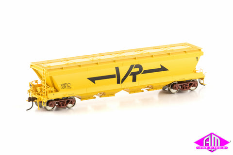 VHGY Grain Hopper VR Yellow with Large VR Logo 4 wagon pack VGH-27 (HO Scale)