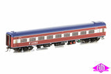 N Passenger Cars V/Line Passenger MK1 Red/White/Blue with Bottom Stripes and V/Line Logo, 4 Car Set (VPS-13) HO Scale