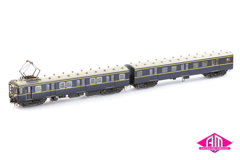 Harris VR Blue/Gold 1975-1988 Era, 3 Door Type 2 M, Type 1 T - 7 Car Set (VPS-46) HO Scale