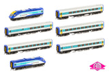 XPT RailCorp CountryLink, Blue/Teal/White - 7 Car Set (XPT-6) HO Scale