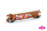 BGKF Grain Hopper, SSR Faded SRA Red With Grain Lids & Graffiti, XCS Bogies - Single Car (NGH-100) HO Scale