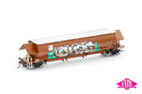 BGKF Grain Hopper, SSR Faded SRA Red With Grain Lids & Graffiti, XCS Bogies - Single Car (NGH-100) HO Scale