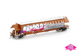 BGKF Grain Hopper, SSR Faded SRA Red With Grain Lids & Graffiti, XCS Bogies - Single Car (NGH-103) HO Scale