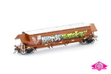 BGKF Grain Hopper, SSR Faded SRA Red With Grain Lids & Graffiti, XCS Bogies - Single Car (NGH-103) HO Scale
