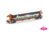 BGKF Grain Hopper, SSR Faded SRA Red With Grain Lids & Graffiti, DCA Bogies - Single Car (NGH-72) HO Scale